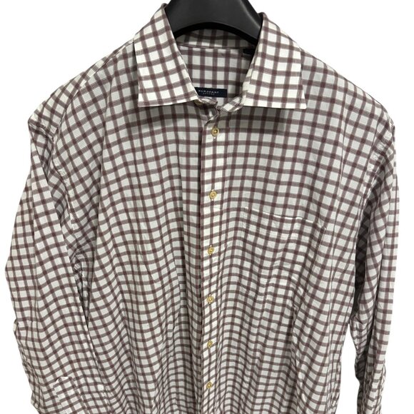 Burberry Other - Burberry London Dress Shirt Men’s Size XL White Maroon Check Cotton